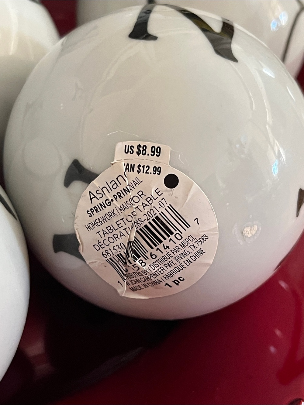 10. Alphabet Ceramic Decorative Spheres - Black on White - Picture 4 of 4